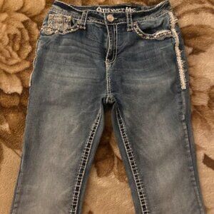 Answer Me Jeans 13/30 Bootcut Cross Rhinestone Embellishment New without tags
